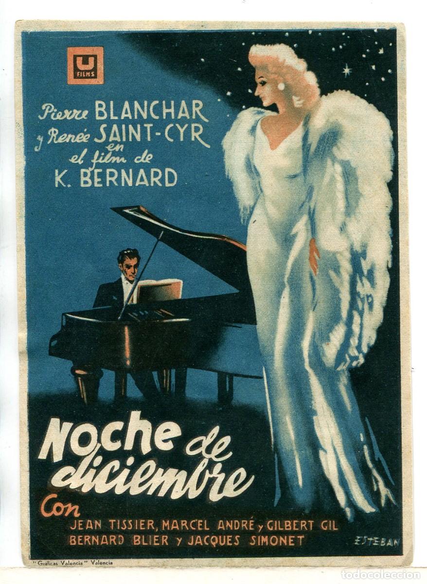 Folhetos de m&atilde;o de filmes antigos de cinema: NOCHE DE DICIEMBRE, con PIERRE BLANCHAR.