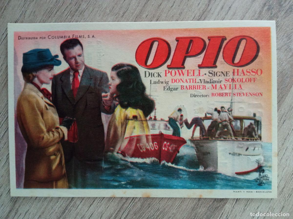 Folhetos de m&atilde;o de filmes antigos de cinema: OPIO, DICK POWELL, AZUL CINEMA DE GUARDAMAR, ELCHE