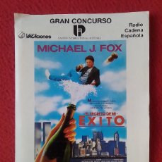 Cine: ANTIGUO FOLLETO DE CINE PROGRAMA DE MANO FILM EL SECRETO DE MI ÉXITO MICHAEL J. FOX CONCURSO SORTEO.