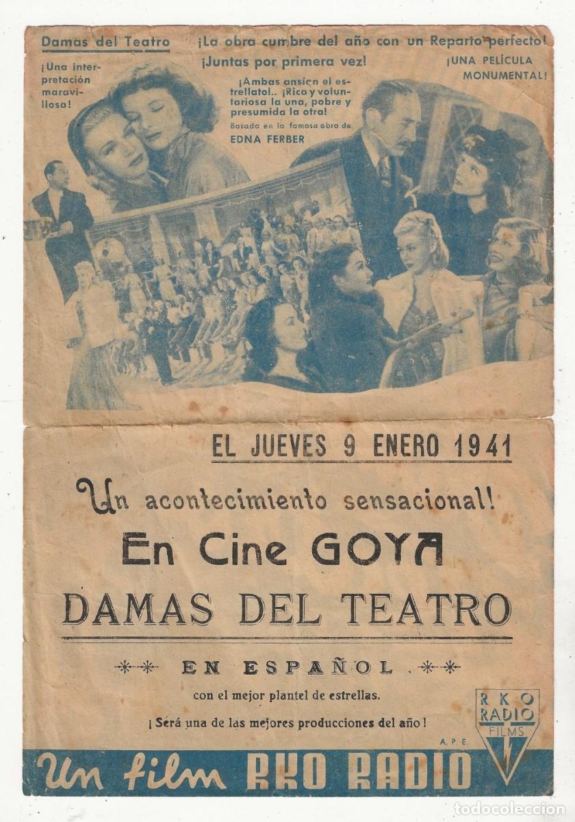 Cine: DAMAS DEL TEATRO - PROGRAMA DOBLE - 23 X 16 ABIERTO - Foto 2