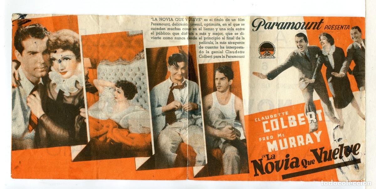 Cine: LA NOVIA QUE VUELVE, con Claudette Colbert.