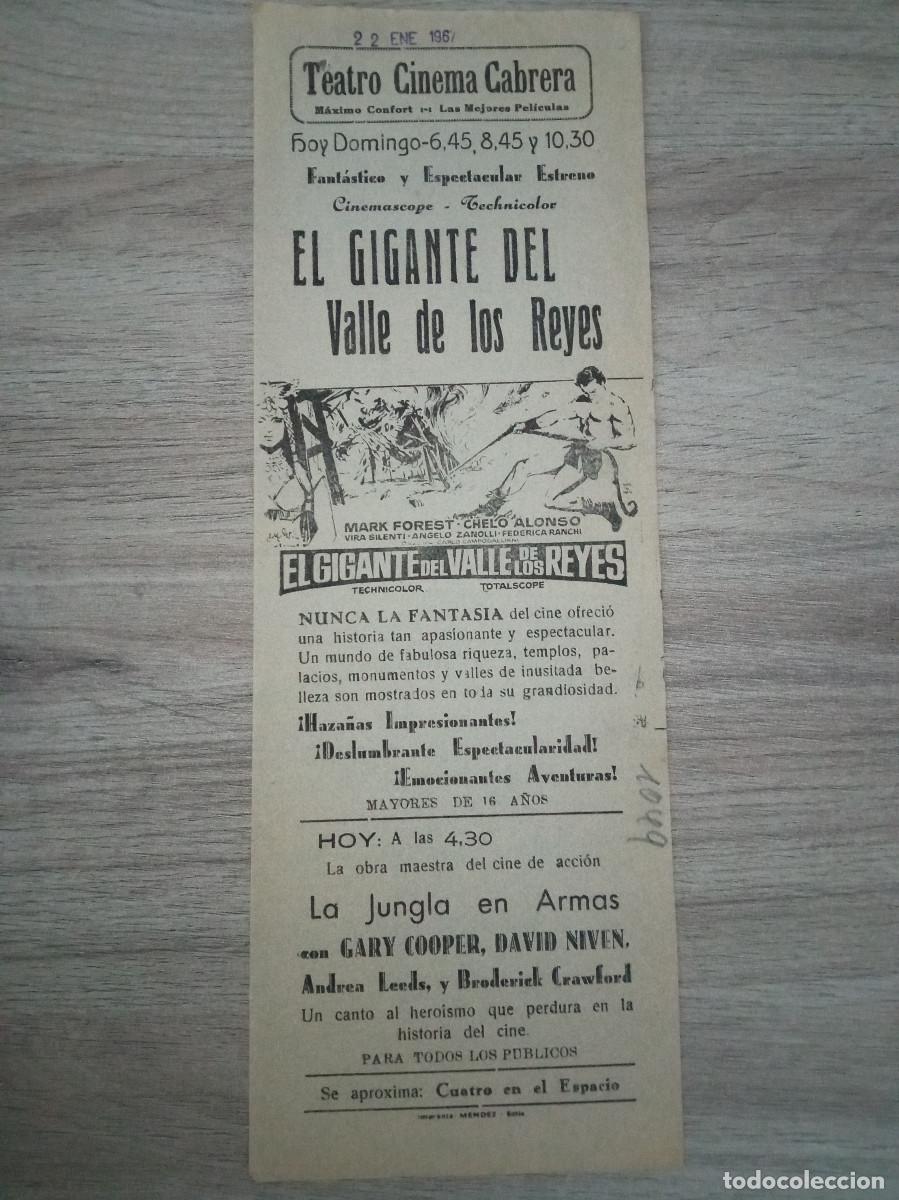  Flyers Publicitaires de films Anciens: EL GIGANTE DEL VALLE DE LOS REYES, MARK FOREST, FOLLETO LOCAL CINEMA CABRERA