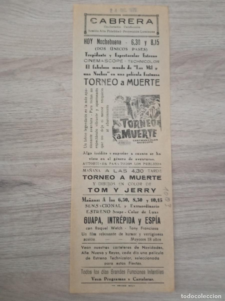  Flyers Publicitaires de films Anciens: TORNEO A MUERTE, DAN HARRISON, FOLLETO LOCAL CINEMA CABRERA