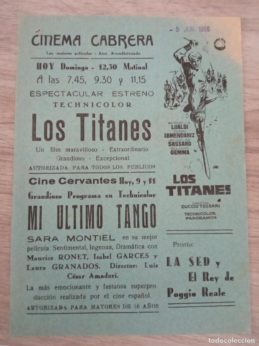  Flyers Publicitaires de films Anciens: LOS TITANES, GIULIANO GEMMA, CINEMA CABRERA