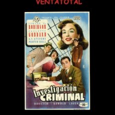 Cine: FOLLETO DE MANO ORIGINAL AÑO 1953 INVESTIGACION CRIMINAL. Lote 371913181