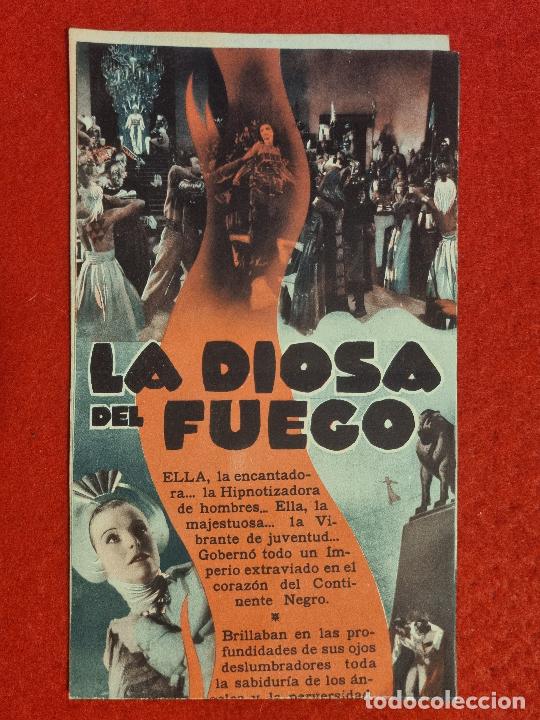  Foglietti di film di film antichi di cinema: LA DIOSA DEL FUEGO PROGRAMA DOBLE ORIGINAL S2200
