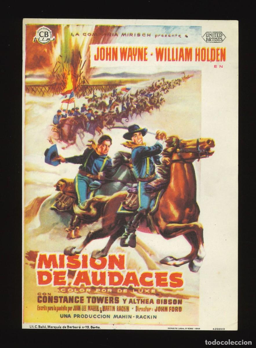 Cine: MISI&Oacute;N DE AUDACES / PROGRAMA DE CINE SIN PUBLICIDAD EN TRASERA (OESTE) JOHN WAYNE - Foto 1