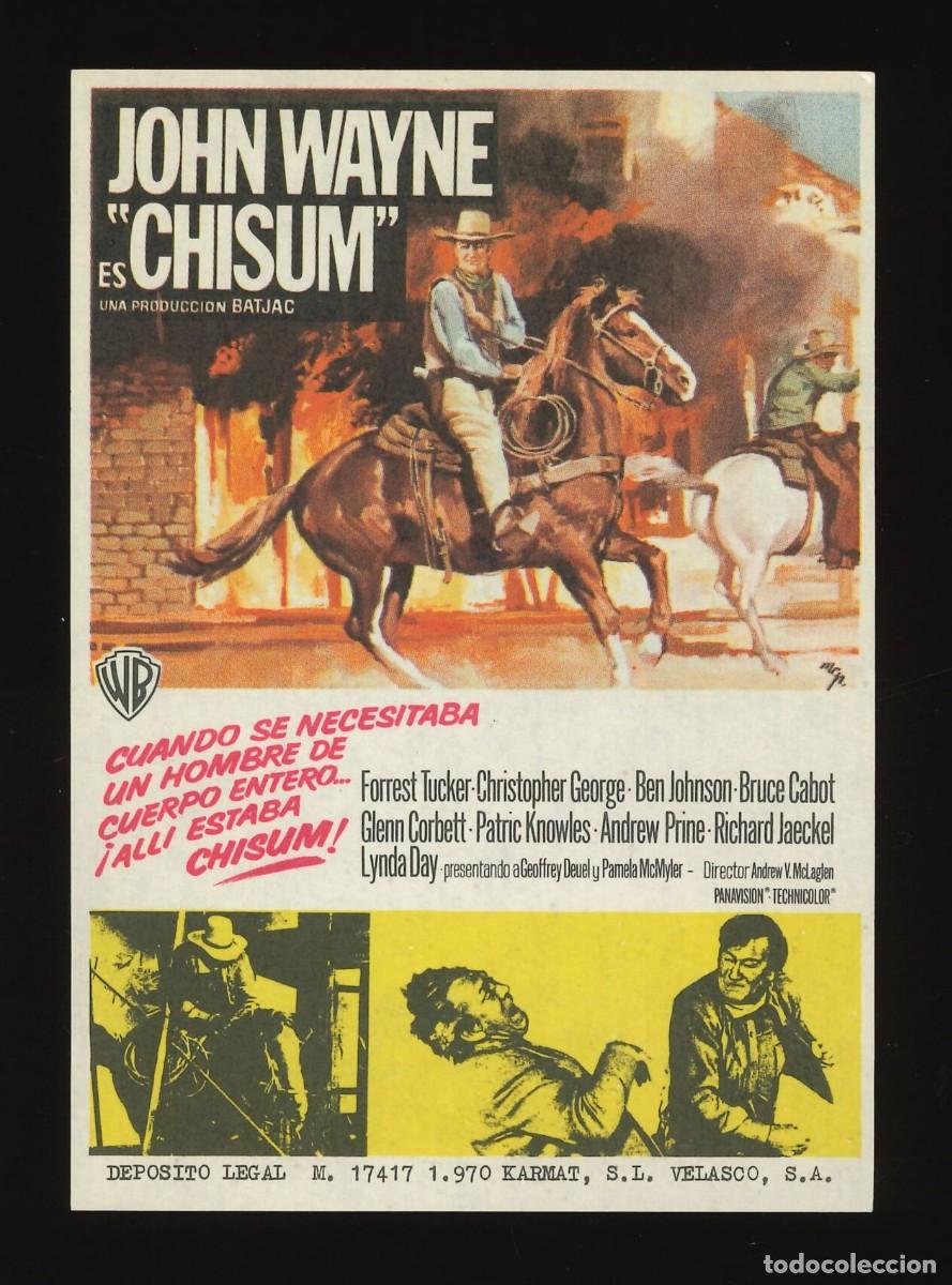 Cine: CHISUM / PROGRAMA DE CINE SIN PUBLICIDAD EN TRASERA (OESTE) JOHN WAYNE - Foto 1