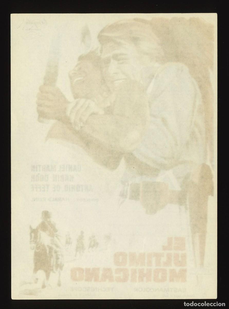 Cine: EL &Uacute;LTIMO MOHICANO / PROGRAMA DE CINE SIN PUBLICIDAD EN TRASERA (OESTE) - Foto 2