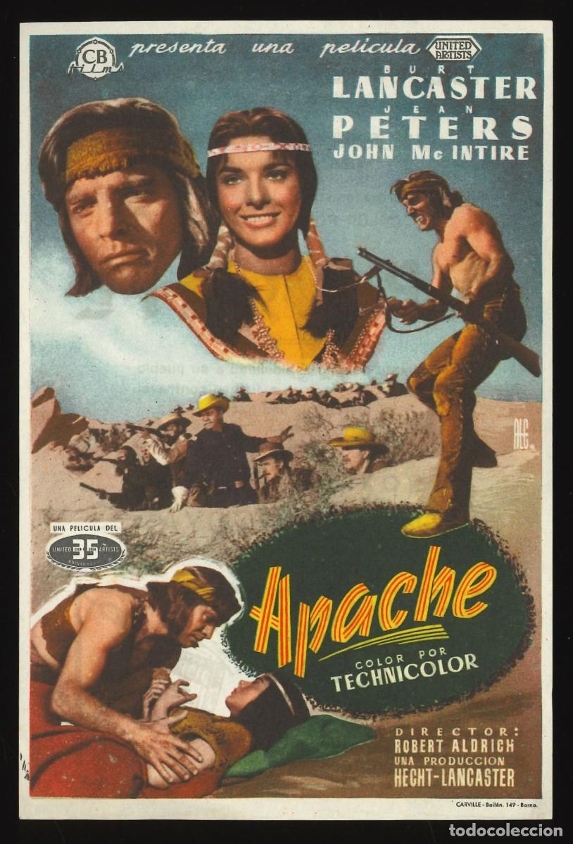 Cine: APACHE / PROGRAMA DE CINE CON PUBLICIDAD EN TRASERA (OESTE) - Foto 1