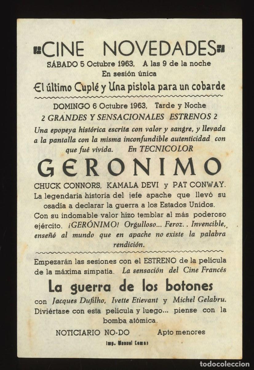 Cine: GER&Oacute;NIMO / PROGRAMA DE CINE CON PUBLICIDAD EN TRASERA (OESTE) - Foto 2