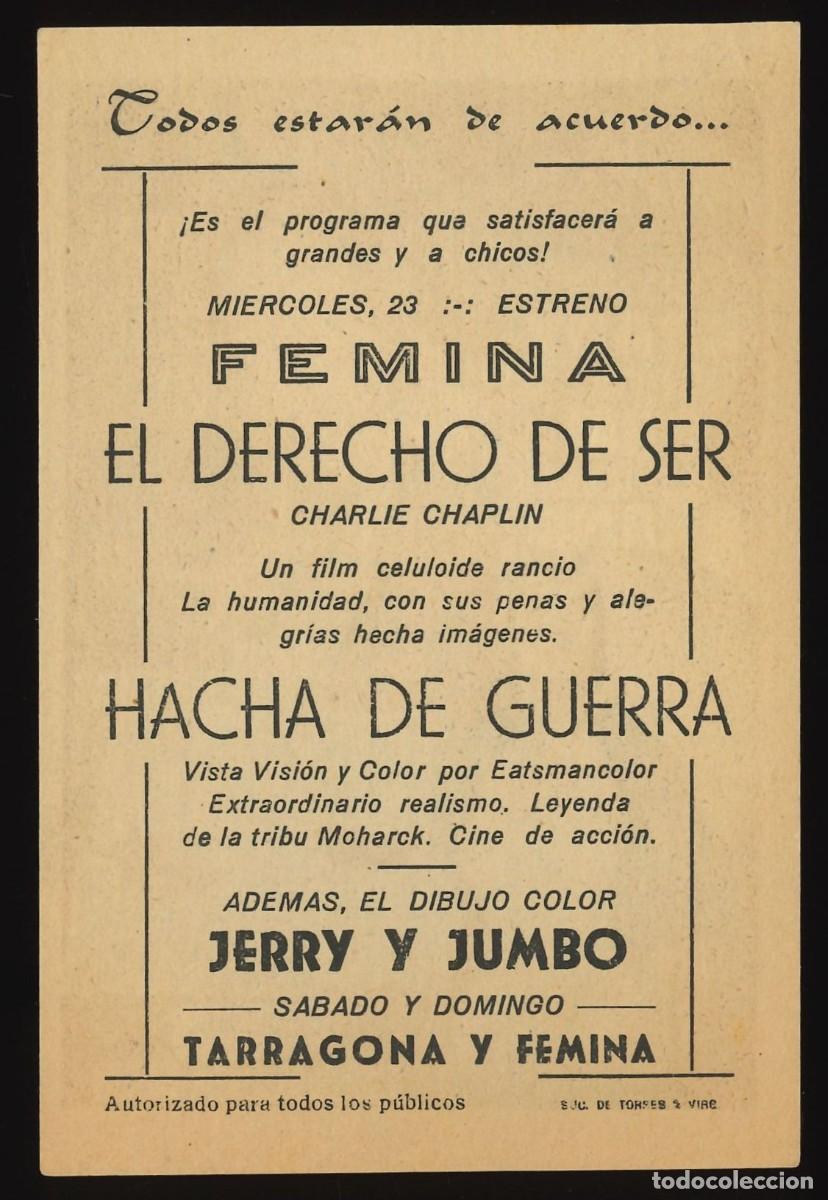 Cine: HACHA DE GUERRA / PROGRAMA DE CINE CON PUBLICIDAD EN TRASERA (OESTE) - Foto 2