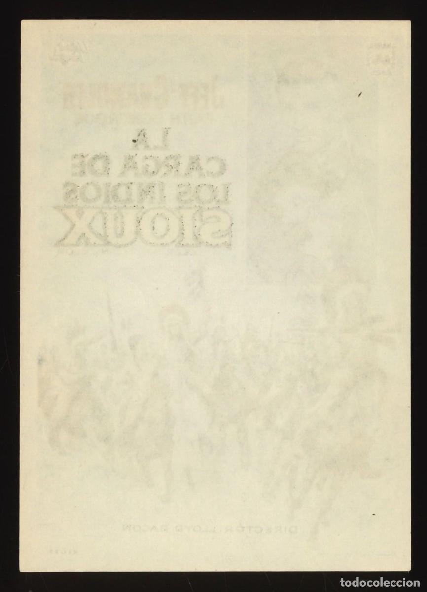 Cine: LA CRAGA DE LOS INDIOS SIOUX / PROGRAMA DE CINE SIN PUBLICIDAD EN TRASERA (OESTE) - Foto 2