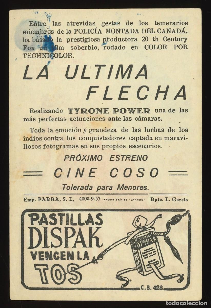 Cine: LA &Uacute;LTIMA FLECHA / PROGRAMA DE CINE CON PUBLICIDAD EN TRASERA (OESTE) - Foto 2