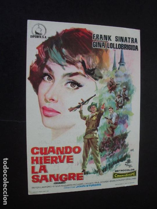Cine: CUANDO HIERVE LA SANGRE PROGRAMA DE CINE CON PUBLICIDAD CINE REX ZARAGOZA - Foto 1