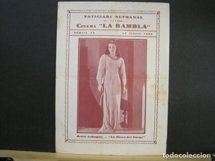 Cine: NOTICIARI SETMANAL DE CINEMA LA RAMBLA-NUMERO 22-23 FEBRER 1936-PROGRAMA DE CINE-VER FOTOS-(K-7988)