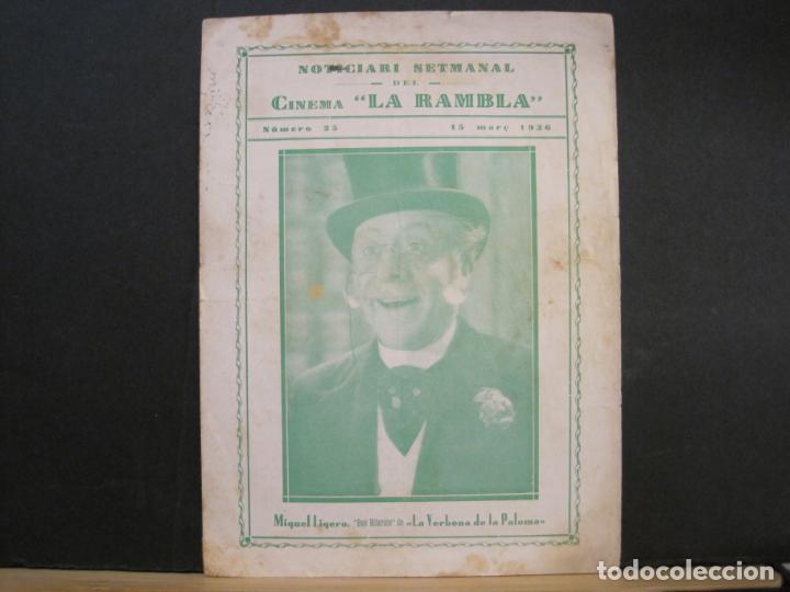 Cine: NOTICIARI SETMANAL DE CINEMA LA RAMBLA-NUMERO 25-15 MAR&Ccedil; 1936-PROGRAMA DE CINE-VER FOTOS-(K-7989)