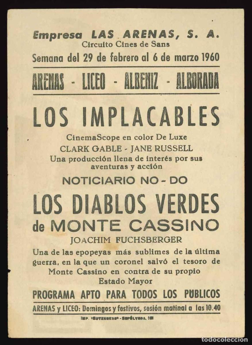 Cine: LOS IMPLACABLES / PROGRAMA DE CINE CON PUBLICIDAD EN TRASERA (OESTE) - Foto 2