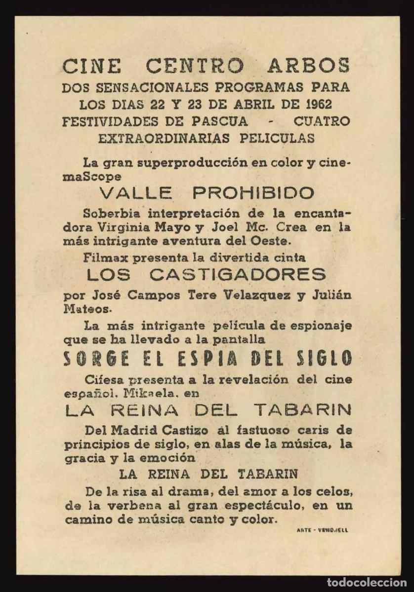 Cine: VALLE PROHIBIDO / PROGRAMA DE CINE CON PUBLICIDAD EN TRASERA (OESTE) - Foto 2
