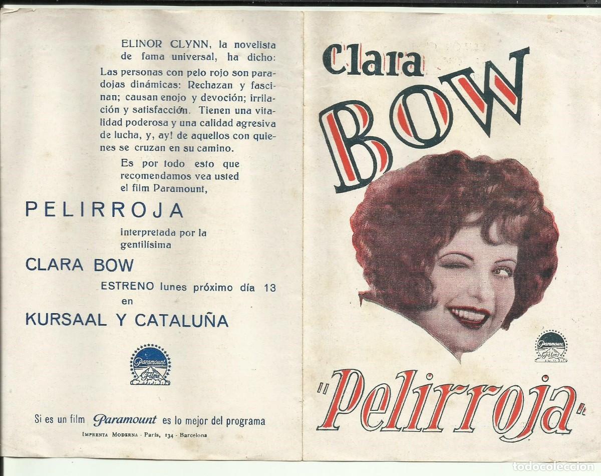 Cine: PTCC2 12 PELIRROJA PROGRAMA DOBLE PARAMOUNT CLARA BOW CINE MUDO - Foto 1