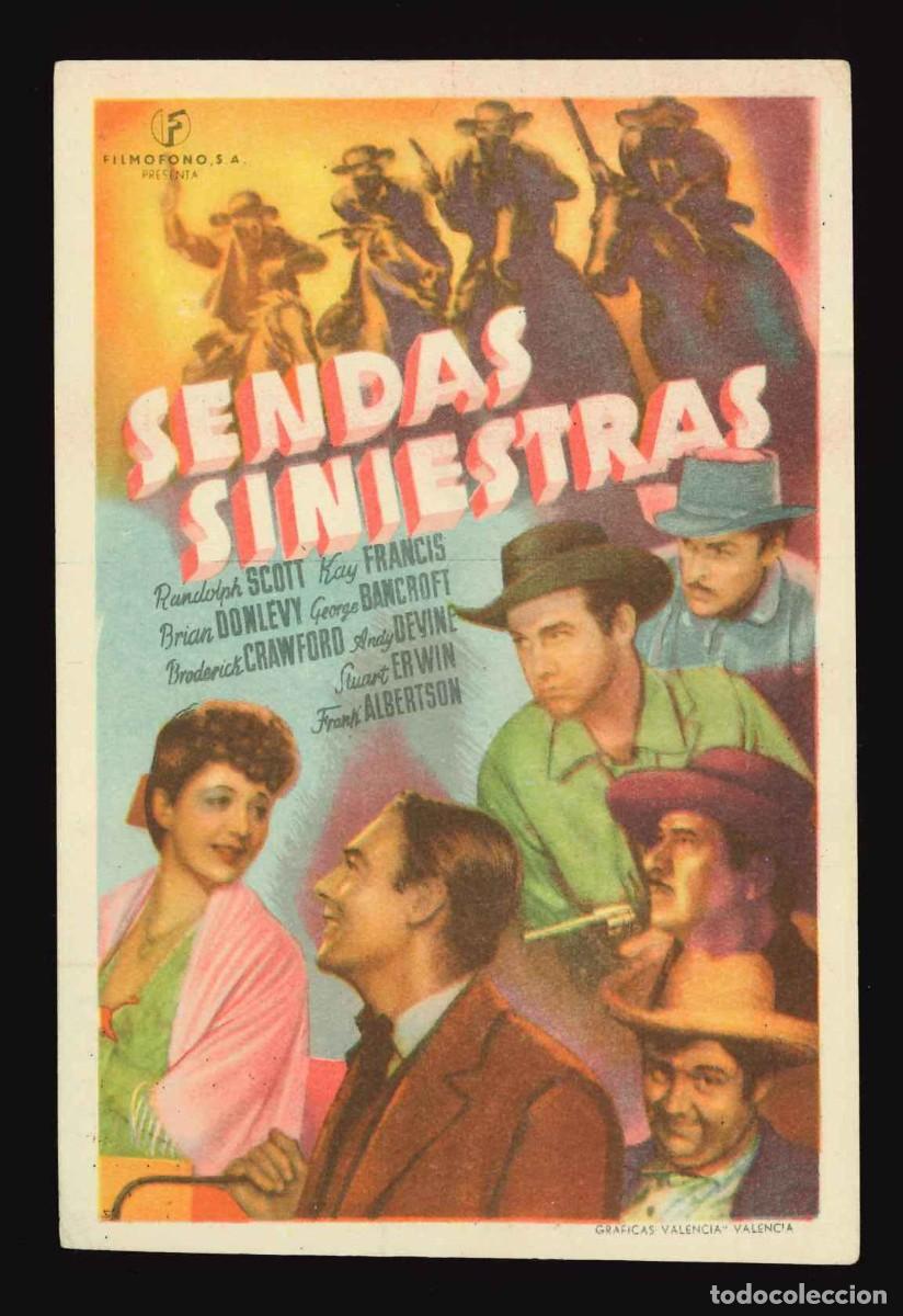 Cine: SENDAS SINIESTRAS / PROGRAMA DE CINE CON PUBLICIDAD EN TRASERA (OESTE) - Foto 1