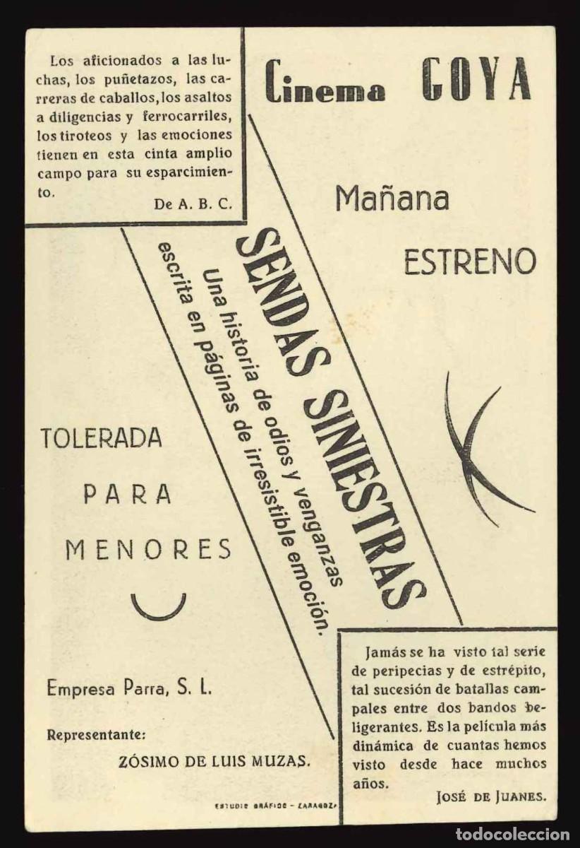 Cine: SENDAS SINIESTRAS / PROGRAMA DE CINE CON PUBLICIDAD EN TRASERA (OESTE) - Foto 2