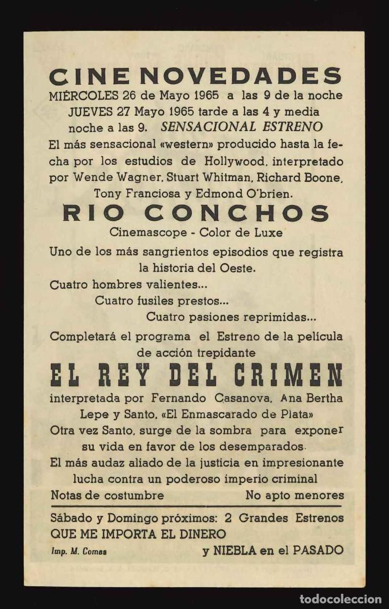 Cine: R&Iacute;O CONCHOS / PROGRAMA DE CINE CON PUBLICIDAD EN TRASERA (OESTE) - Foto 2