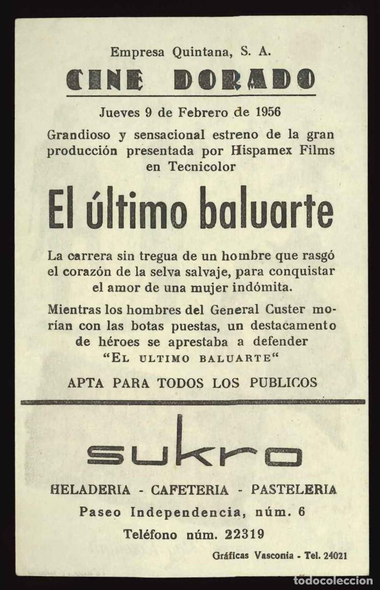 Cine: EL &Uacute;LTIMO BALUARTE / PROGRAMA DE CINE CON PUBLICIDAD EN TRASERA (OESTE) - Foto 2