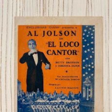 Folhetos de mão de filmes antigos de cinema: EL LOCO CANTOR. PROGRAMA DOBLE EXCLUSIVAS DIANA. AL JOLSON. Lote 374683784