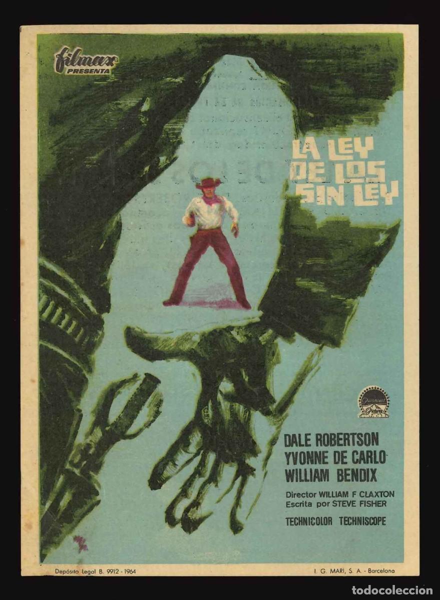 Cine: LA LEY DE LOS SIN LEY / PROGRAMA DE CINE CON PUBLICIDAD EN TRASERA (OESTE) - Foto 1