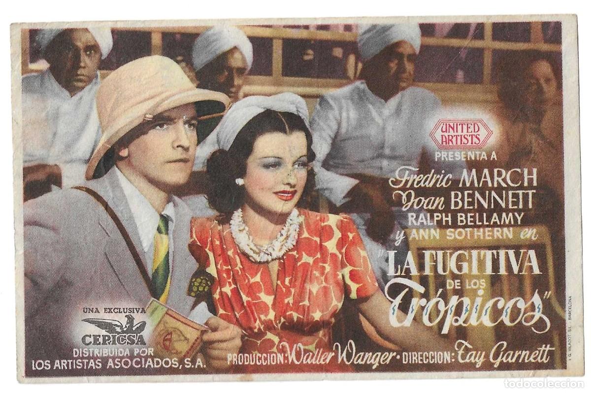  Foglietti di film di film antichi di cinema: AMG-1666 FOLLETO DE MANO LA FUGITIVA DE LOS TR&Oacute;PICOS, TEATRO VILLAMARTA JEREZ