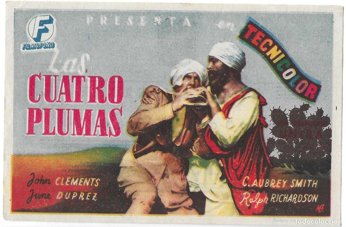  Foglietti di film di film antichi di cinema: AMG-1678 FOLLETO DE MANO LAS CUATRO PLUMAS, CINE MUNICIPAL C&Aacute;DIZ