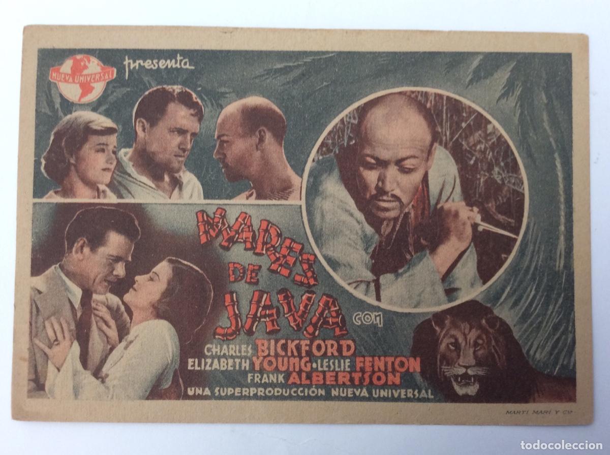 Cine: PROGRAMA TARJETA SIN CINE IMPRESO. UNIVERSAL. MARES DE JAVA. CHARLES BICKFORD. ELIZABETH YOUNG. - Foto 1