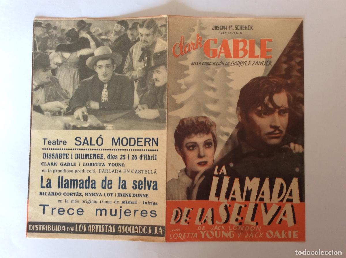 Cine: PROGRAMA DOBLE CON CINE IMPRESO. LA LLAMADA DE LA SELVA. LORETTA YOUNG, CLARK GABLE. - Foto 1