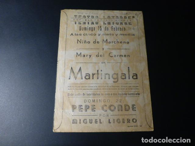 Cine: MARTINGALA PROGRAMA DE MANO DOBLE CON PUBLICIDAD TEATRO LATORRE - Foto 3