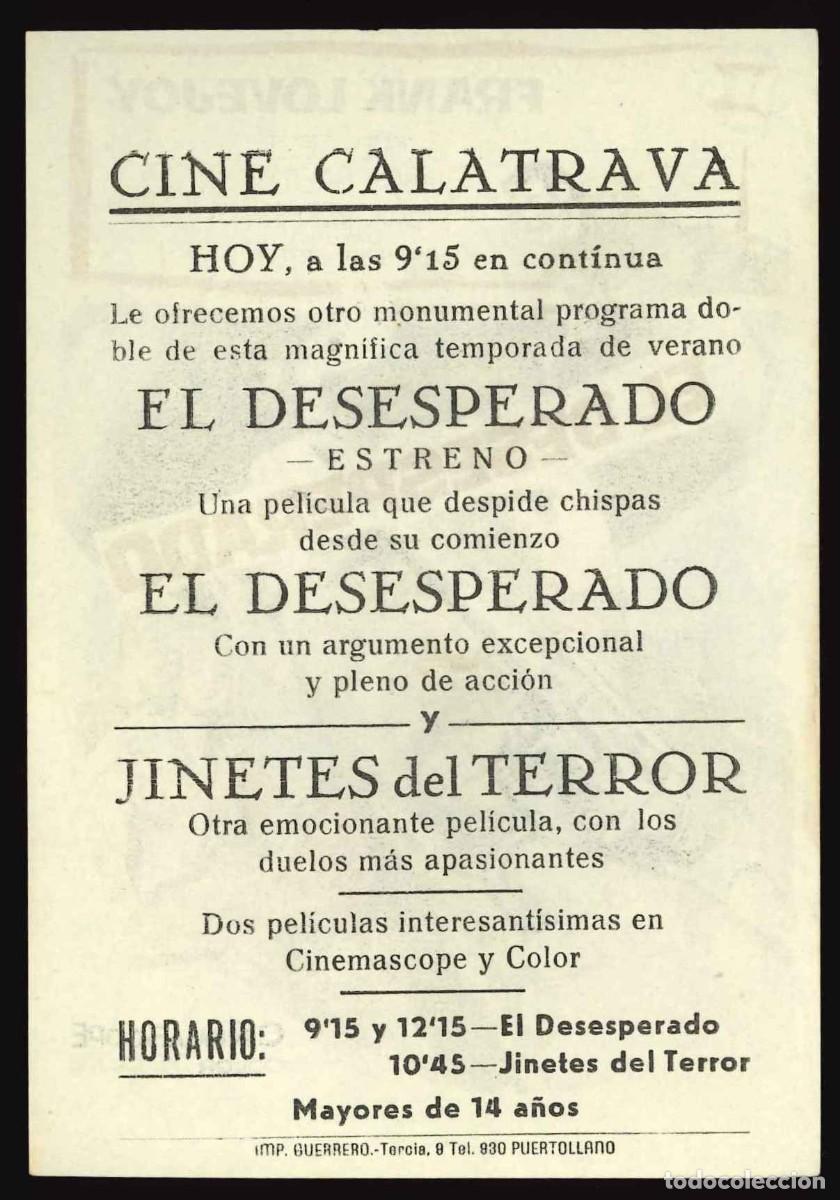 Cine: EL DESESPERADO / PROGRAMA DE CINE CON PUBLICIDAD EN TRASERA (OESTE) - Foto 2