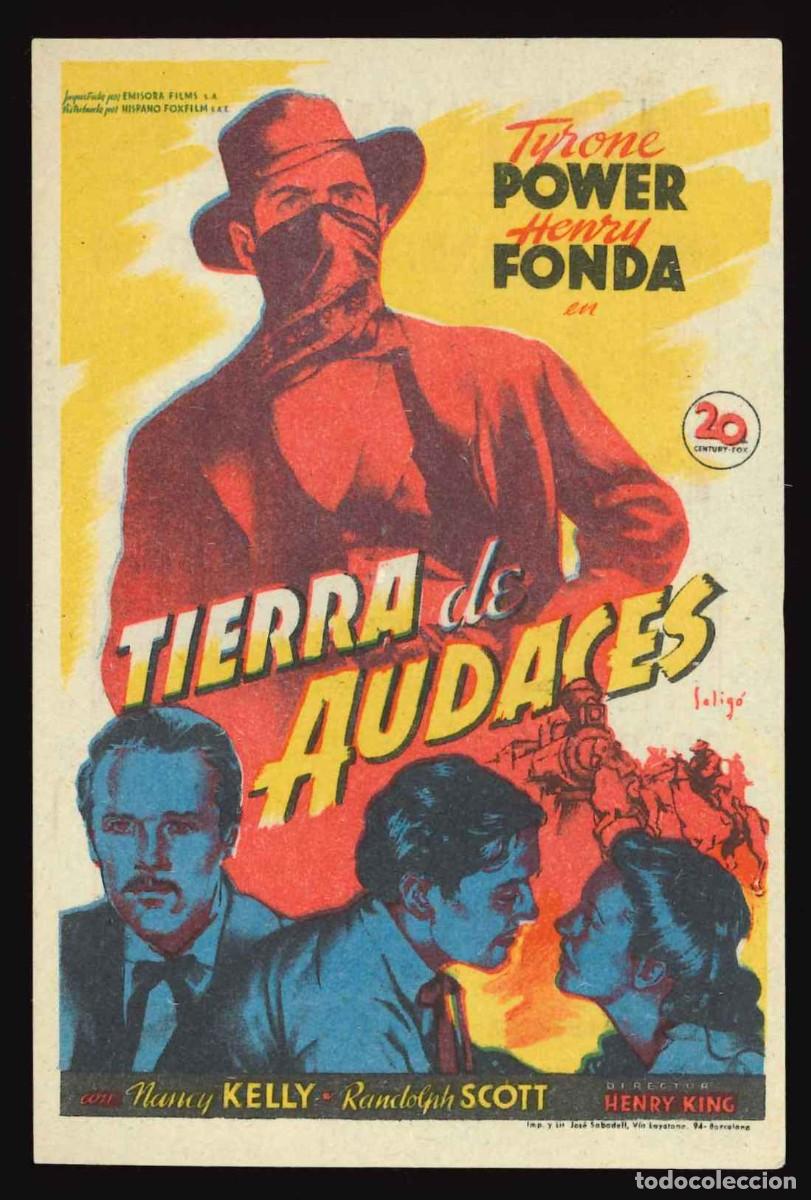 Cine: TIERRA DE AUDACES / PROGRAMA DE CINE CON PUBLICIDAD EN TRASERA (OESTE) - Foto 1