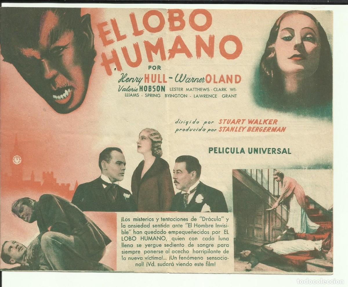 Cine: PTCC6 53 EL LOBO HUMANO PROGRAMA DOBLE UNIVERSAL HENRY HULL WARNER OLAND UNIVERSAL TERROR - Foto 2