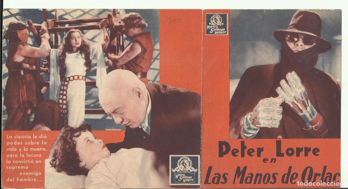 Cine: PTCC6 53 LAS MANOS DE ORLAC PROGRAMA DOBLE MGM PETER LORRE FRANCES DRAKE - Foto 2