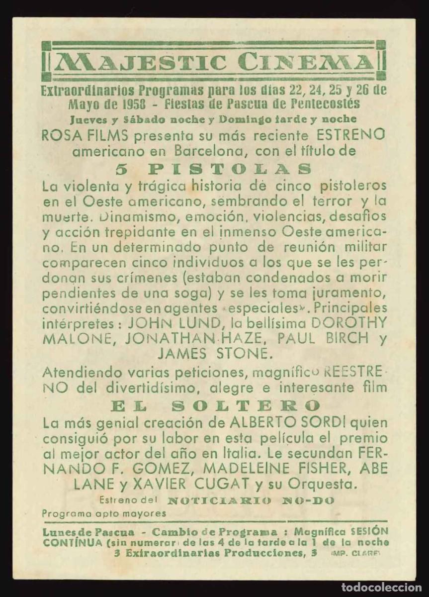 Cine: 5 PISTOLAS / PROGRAMA DE CINE CON PUBLICIDAD EN TRASERA (OESTE) - Foto 2