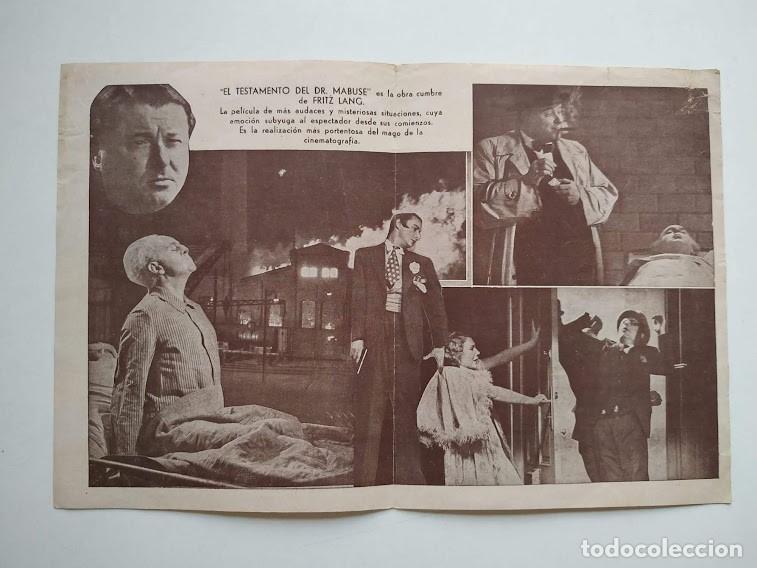 Cine: PTCC6 54 EL TESTAMENTO DEL DR MABUSE PROGRAMA DOBLE U FILMS FRITZ LANG - Foto 2