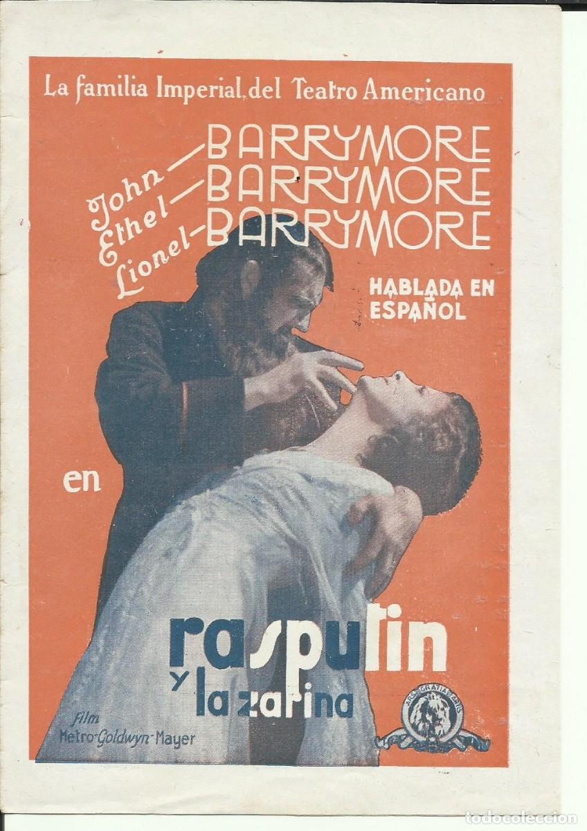 Cine: PTCC6 54 RASPUTIN Y LA ZARINA PROGRAMA DOBLE MGM JOHN EHTEL LIONEL BARRYMORE - Foto 1