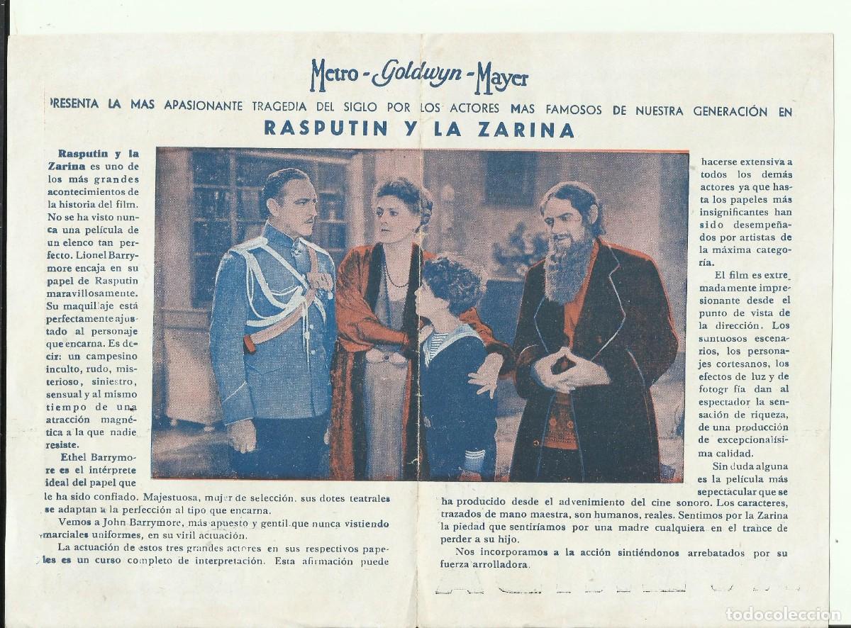 Cine: PTCC6 54 RASPUTIN Y LA ZARINA PROGRAMA DOBLE MGM JOHN EHTEL LIONEL BARRYMORE - Foto 3