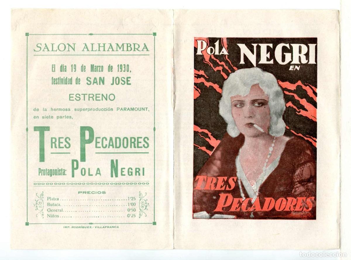  Foglietti di film di film antichi di cinema: TRES PECADORES, con Pola Negri.