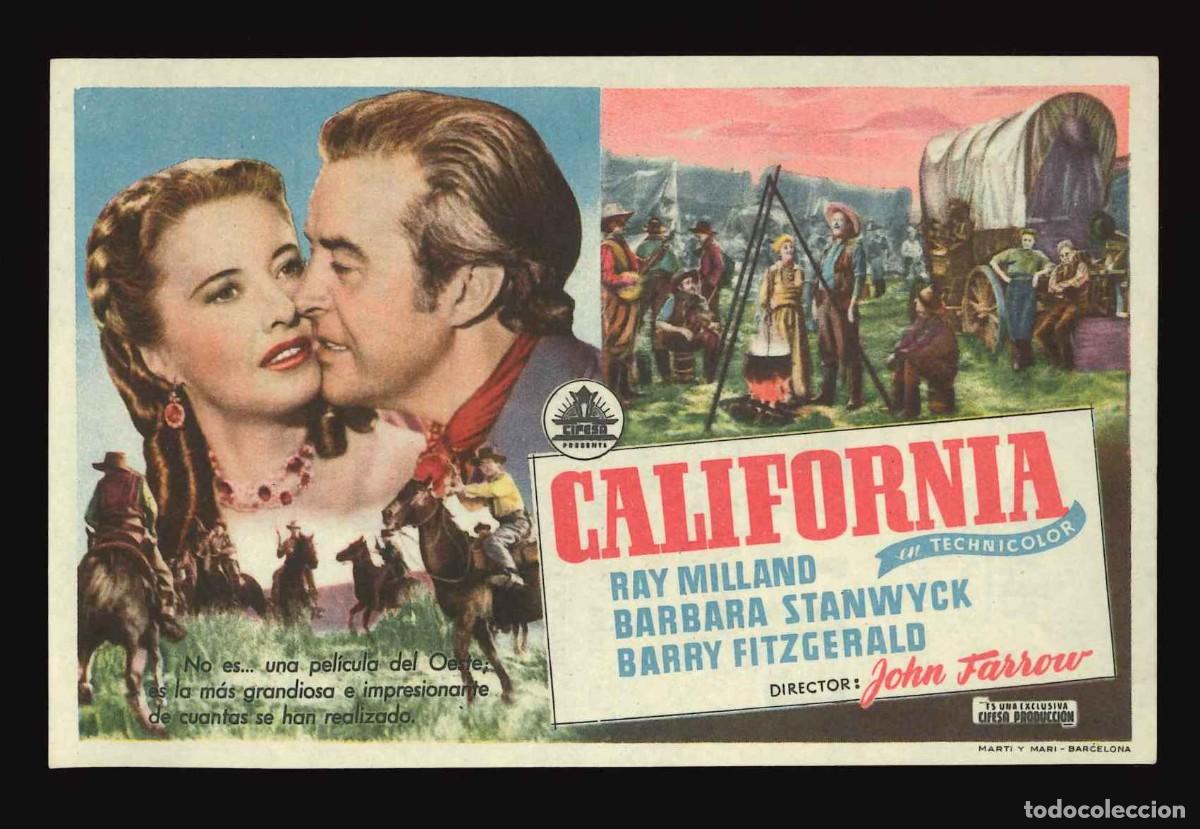 Cine: CALIFORNIA / PROGRAMA DE CINE CON PUBLICIDAD EN TRASERA (OESTE) - Foto 1