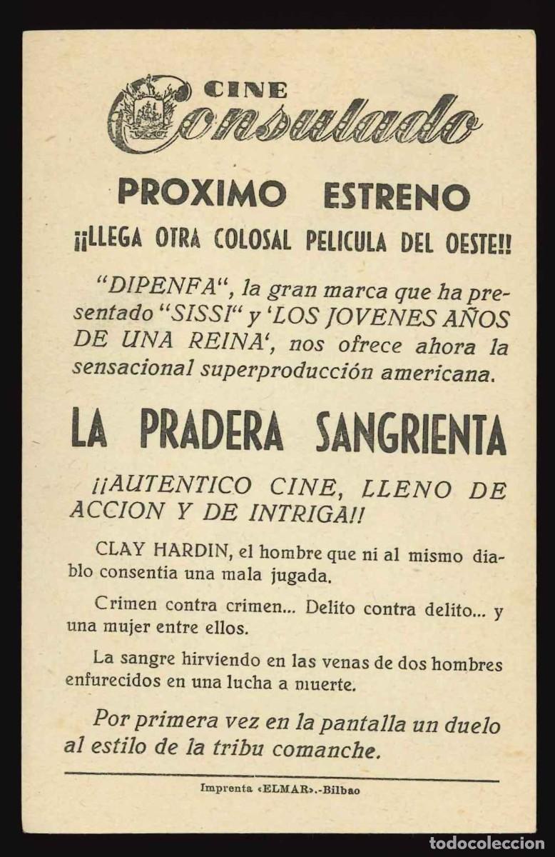 Cine: LA PRADERA SANGRIENTA / PROGRAMA DE CINE CON PUBLICIDAD EN TRASERA (OESTE) - Foto 2