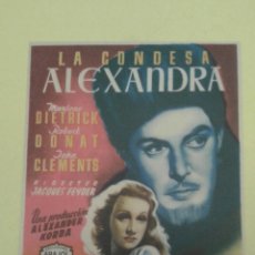 Cine: LA CONDESA ALEXANDRA MARLENE DIETRICH ORIGINAL SENCILLO ARAJOL S.P. BUEN ESTADO