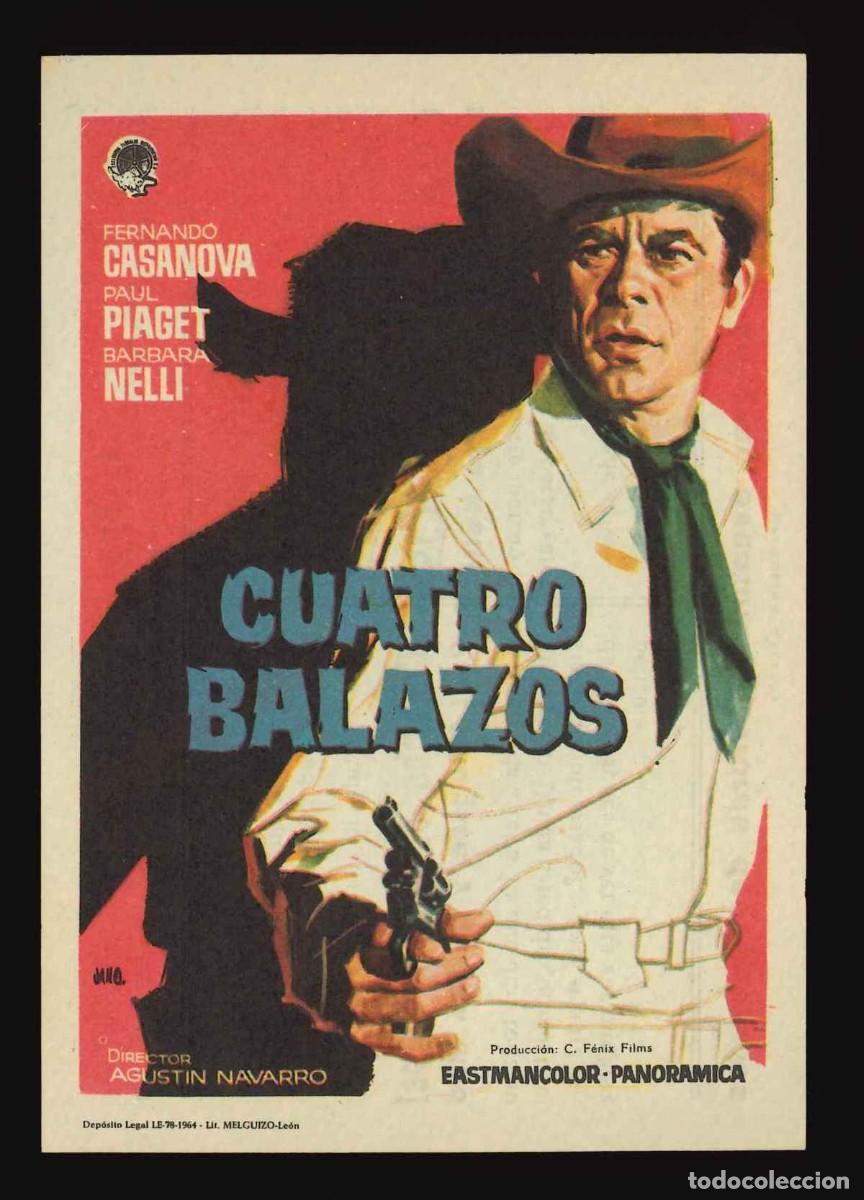 Cine: CUATRO BALAZOS / PROGRAMA DE CINE CON PUBLICIDAD EN TRASERA (OESTE) - Foto 1