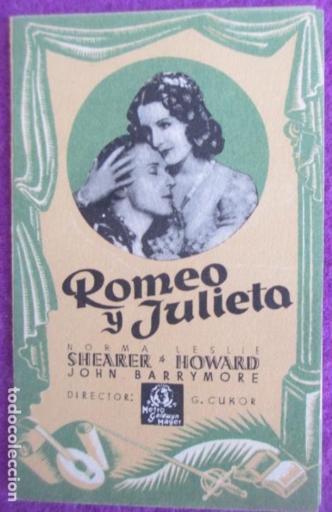 Cine: PROGRAMA DE CINE FOLLETO DE MANO ROMEO Y JULIETA NORMA SHEARER LESLIE HOWARD PM253