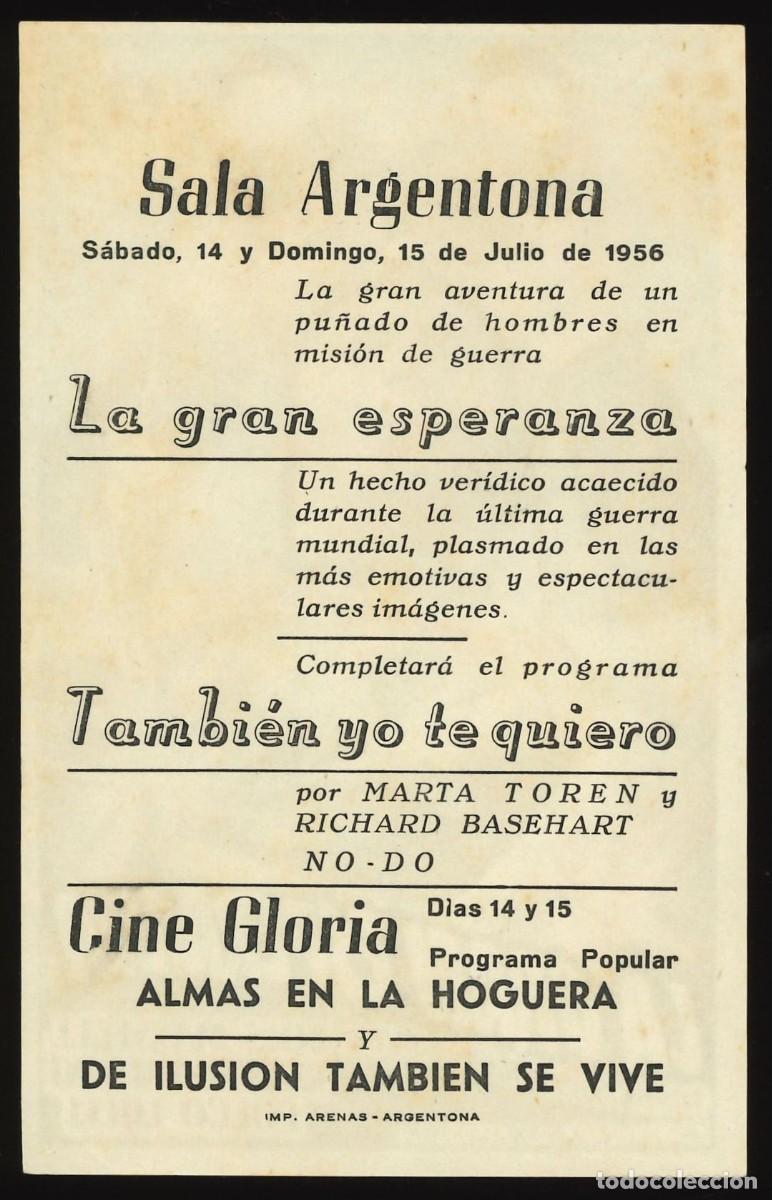 Cine: LA GRAN ESPERANZA / PROGRAMA DE CINE CON PUBLICIDAD EN TRASERA (B&Eacute;LICO) - Foto 2